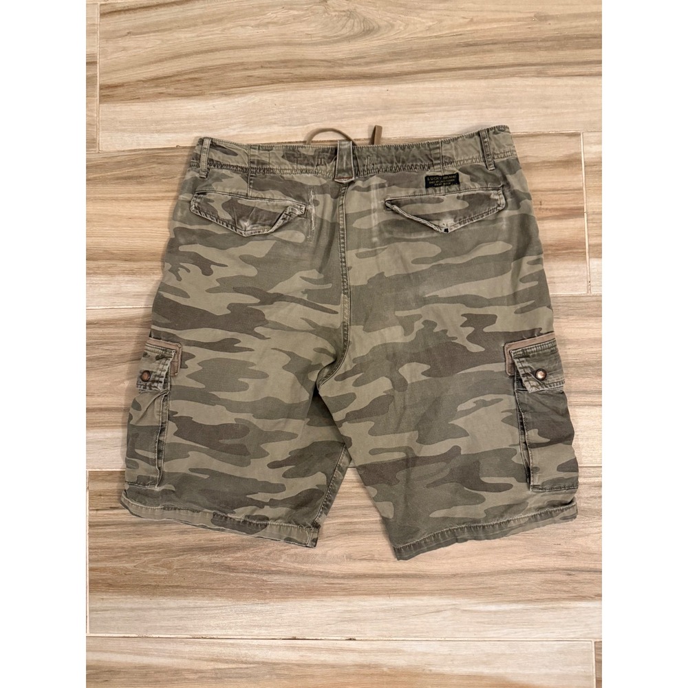 Lucky Brand Mens Camo Cargo Shorts Type L-54C Camouflage Size 36 Drawstring - Picture 3 of 5